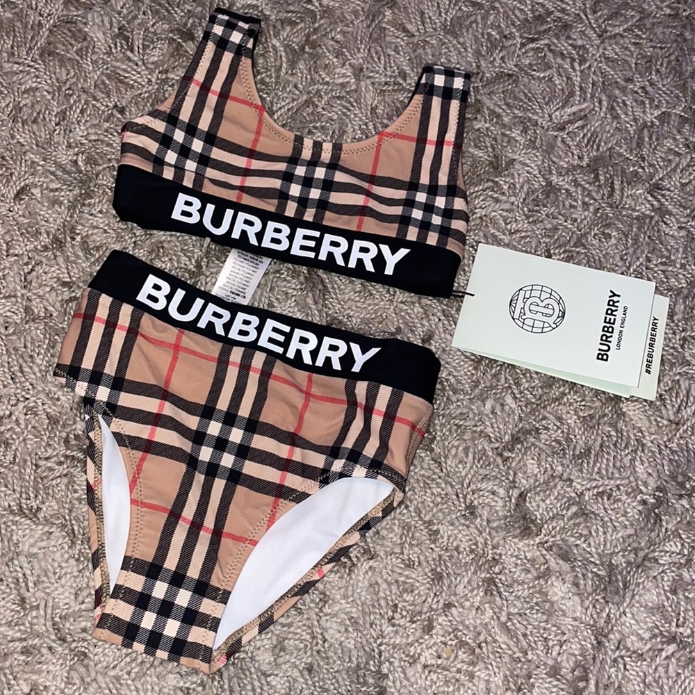 🆕Toddler Logo Print Vintage Check Burberry Bikini